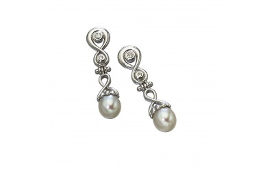 Pendientes perlas y diamantes